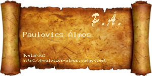 Paulovics Álmos névjegykártya